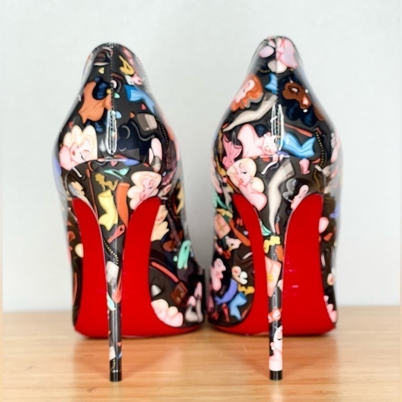 Christian Louboutin “Hot chick” Glamourous Black Multi graphic Patent 100mm EU38 - Picture 8 of 12